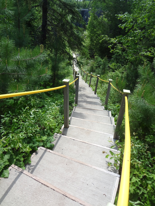 the staircase going down into the gorge